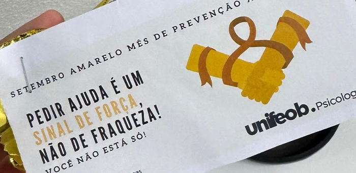 Unifeob fortalece ações de conscientização no Setembro Amarelo com reconhecimento e apoio emocional